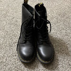 Dr. Martens Black Boots with Yellow Stitching
